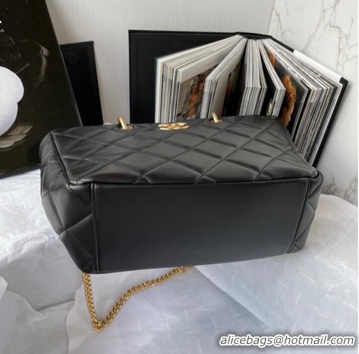 Inexpensive Chanel Lambskin & Gold-Tone Metal Shoulder Bag YO1864 black