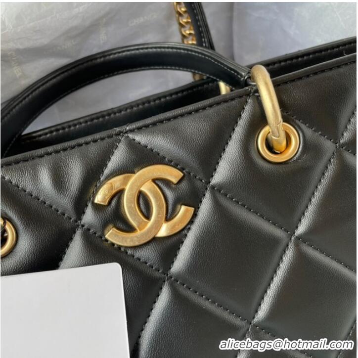 Inexpensive Chanel Lambskin & Gold-Tone Metal Shoulder Bag YO1864 black