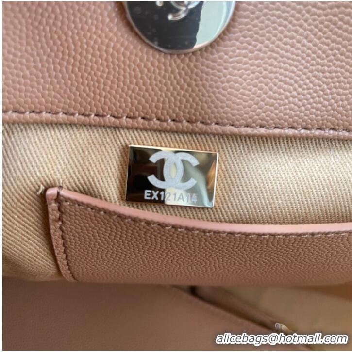 Top Quality Chanel Grained Shiny Calfskin & Gold-Tone Metal Shoulder Bag YO1864 brown