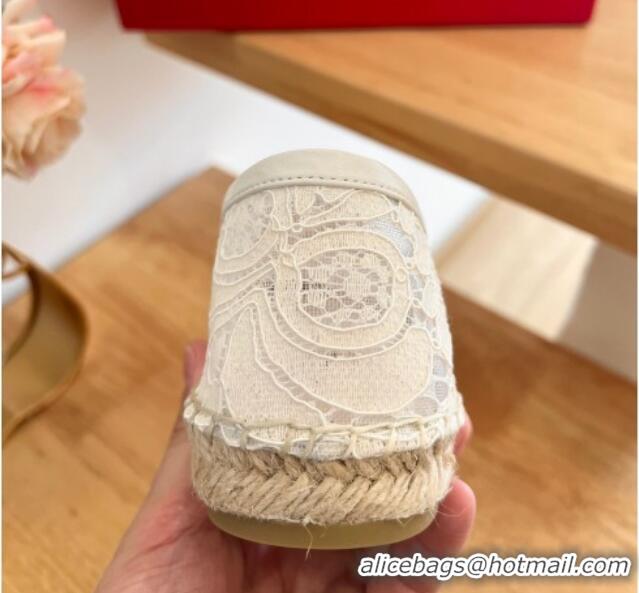 Grade Quality Valentino VLogo Lace Espadrilles White 122647