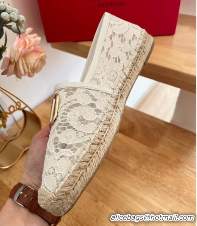 Grade Quality Valentino VLogo Lace Espadrilles White 122647