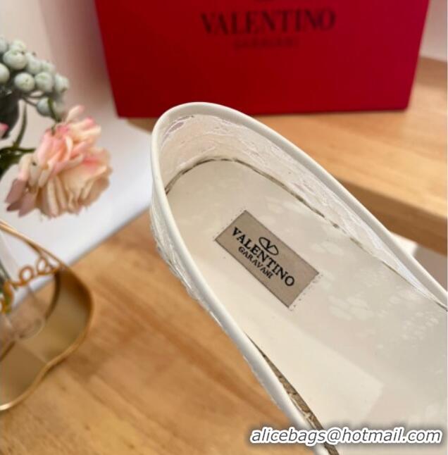 Grade Quality Valentino VLogo Lace Espadrilles White 122647