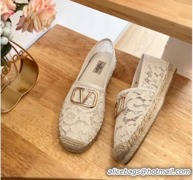 Grade Quality Valentino VLogo Lace Espadrilles White 122647