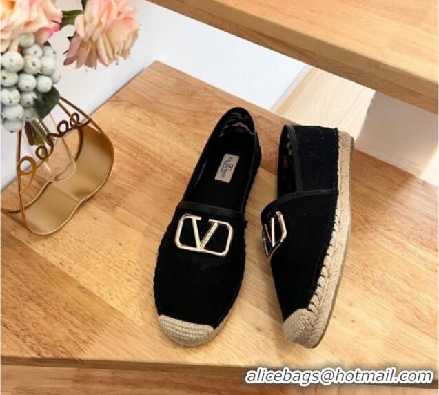 Good Looking Valentino VLogo Lace Espadrilles Black 122648