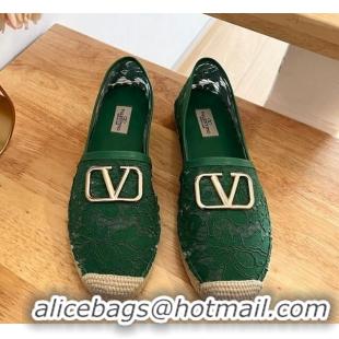 Stylish Valentino VLogo Lace Espadrilles Green 122649