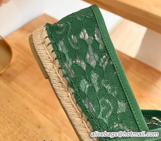 Stylish Valentino VLogo Lace Espadrilles Green 122649