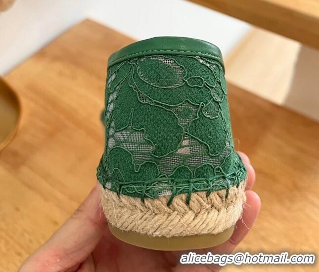 Stylish Valentino VLogo Lace Espadrilles Green 122649