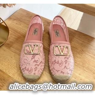 Perfect Valentino VLogo Lace Espadrilles Pink 122650