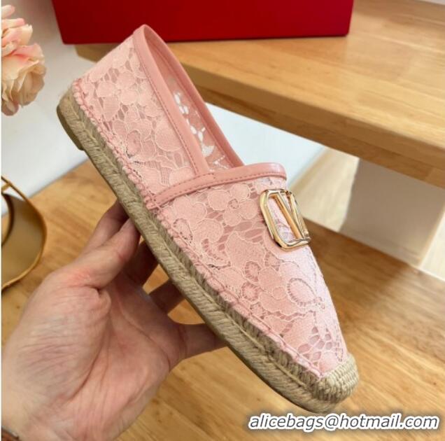 Perfect Valentino VLogo Lace Espadrilles Pink 122650