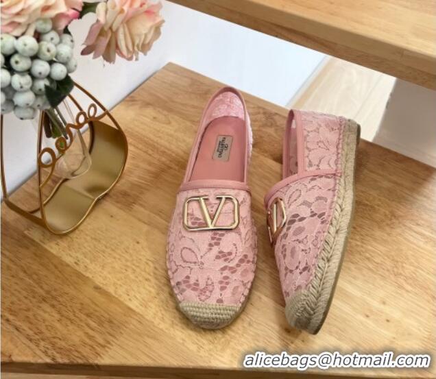 Perfect Valentino VLogo Lace Espadrilles Pink 122650