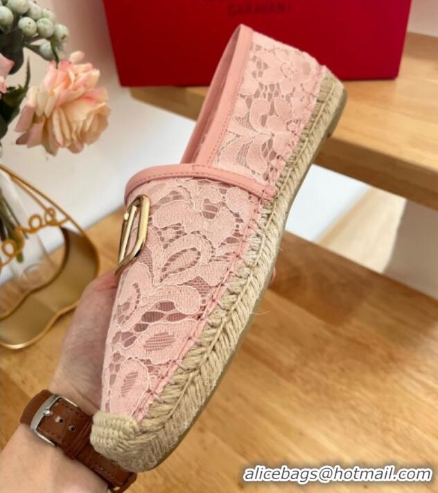 Perfect Valentino VLogo Lace Espadrilles Pink 122650