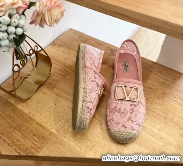 Perfect Valentino VLogo Lace Espadrilles Pink 122650