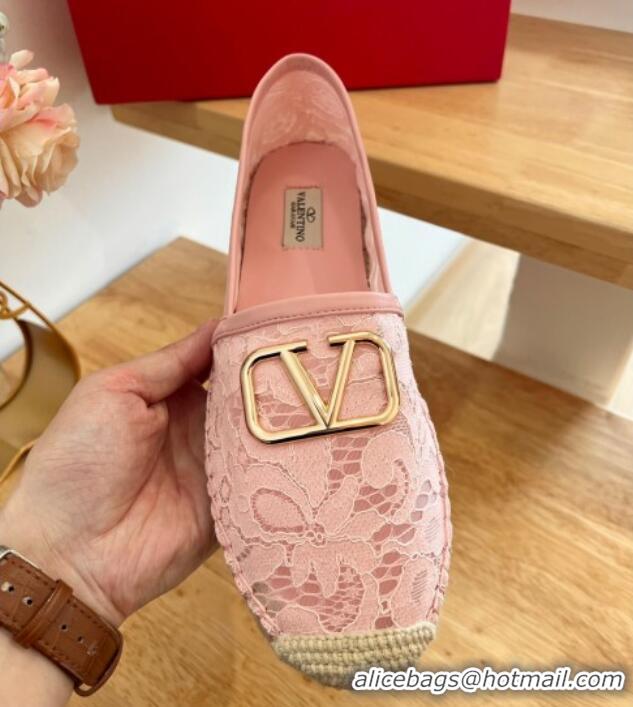 Perfect Valentino VLogo Lace Espadrilles Pink 122650