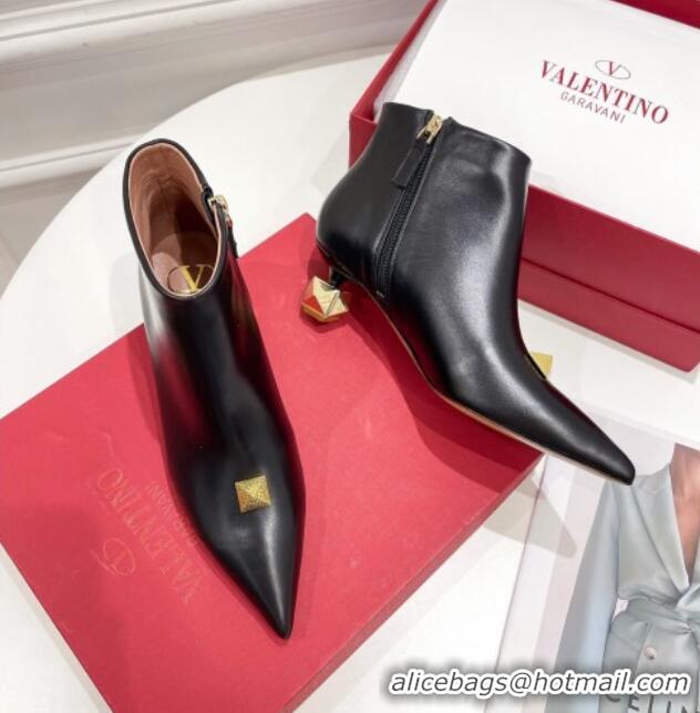 Good Product Valentino Roman Stud Leather Ankle Boots 5cm Black 122895