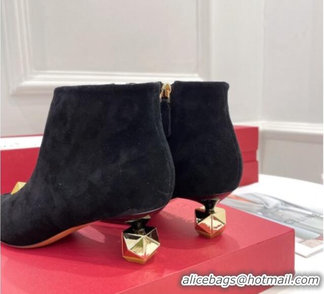 Pretty Style Valentino Roman Stud Suede Ankle Boots 5cm Black 122897