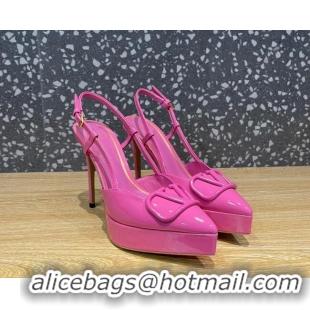 Purchase Valentino VLogo Patent Leather Platform Slingback Pumps 10.3cm Pink 020970