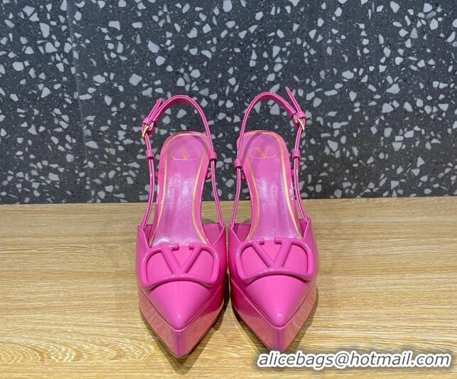 Purchase Valentino VLogo Patent Leather Platform Slingback Pumps 10.3cm Pink 020970