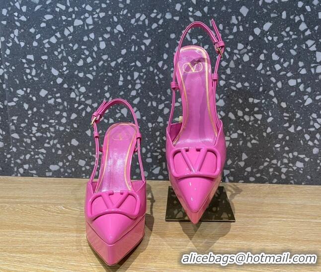 Purchase Valentino VLogo Patent Leather Platform Slingback Pumps 10.3cm Pink 020970