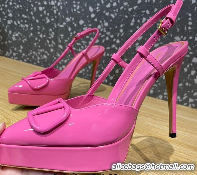 Purchase Valentino VLogo Patent Leather Platform Slingback Pumps 10.3cm Pink 020970