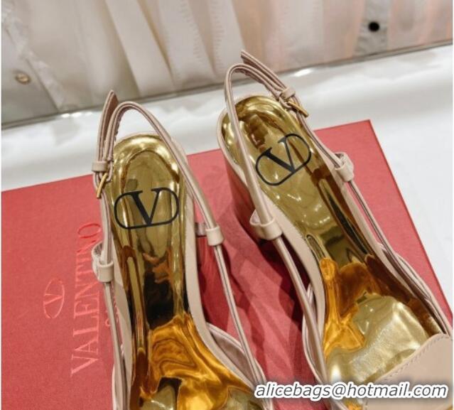 Low Price Valentino ONE STUD Patent Leather Slingback Pumps 9.5cm Nude 022508