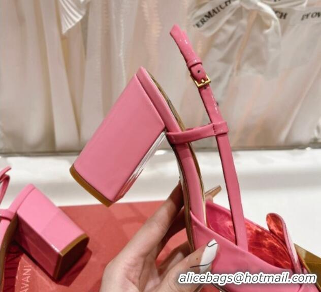 Top Grade Valentino ONE STUD Patent Leather Slingback Pumps 9.5cm Pink 022509