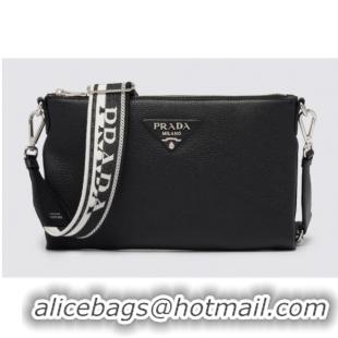 Inexpensive Prada Leather shoulder bag 1BH050 black