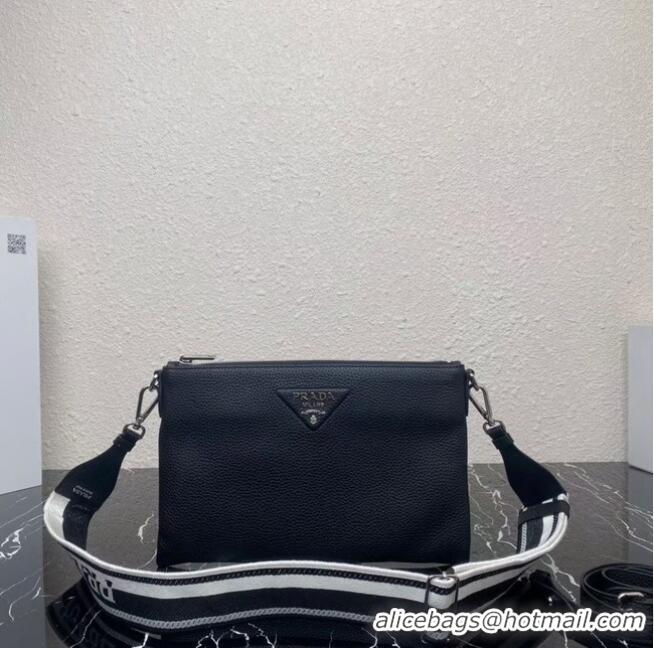 Inexpensive Prada Leather shoulder bag 1BH050 black