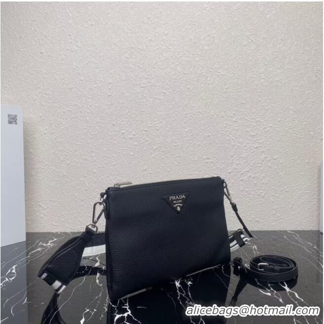 Inexpensive Prada Leather shoulder bag 1BH050 black