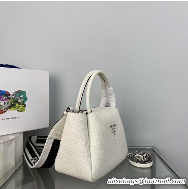 Top Grade Prada Calf leather bag 1BC145 white