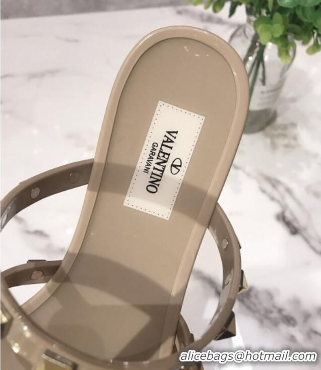 Duplicate Valentino Rockstud PVC Flat Thong Sandals 0301106 Beige