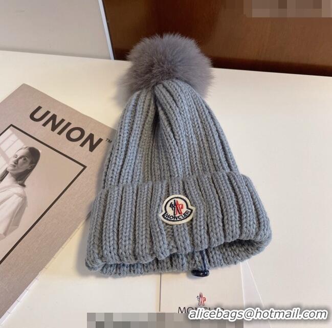 Top Quality Moncler Knit Hat M1208 Grey 2022