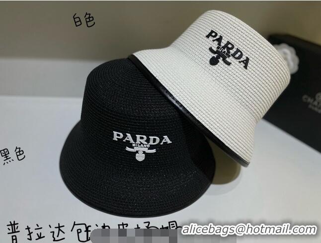 Shop Prada Bucket Straw Hat 021608 Black 2023