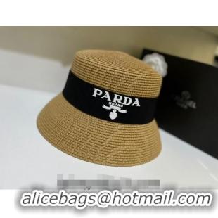 Good Product Prada Bucket Straw Hat 021609 Khaki 2023