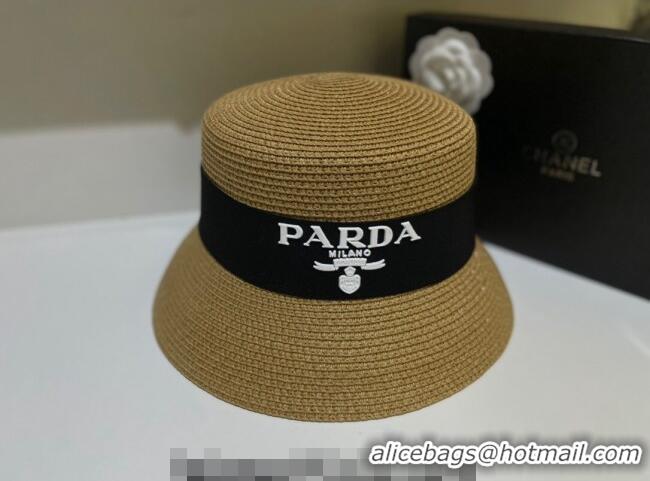 Good Product Prada Bucket Straw Hat 021609 Khaki 2023