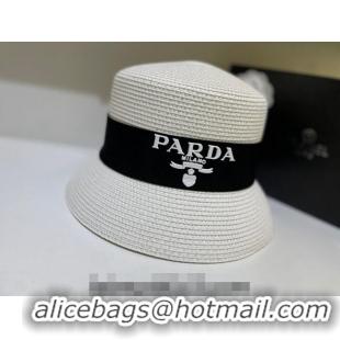 Most Popular Prada Bucket Straw Hat 021609 White 2023