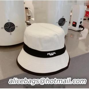 Grade Quality Prada Canvas Bucket Hat 021644 White 2023