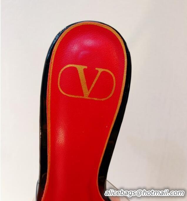 Stylish Valentino Rockstud PVC Heel Mules 8cm Red 0323044