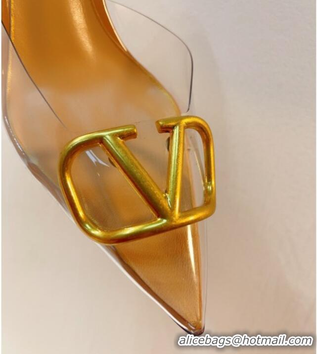 Pretty Style Valentino Rockstud PVC Heel Mules 8cm Apricot 0323046