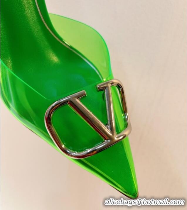 Best Price Valentino Rockstud PVC Heel Mules 8cm Green 323051