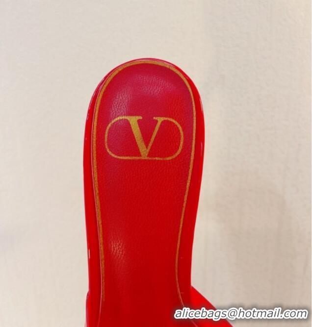 Purchase Valentino Rockstud PVC Heel Mules 8cm Red 323053