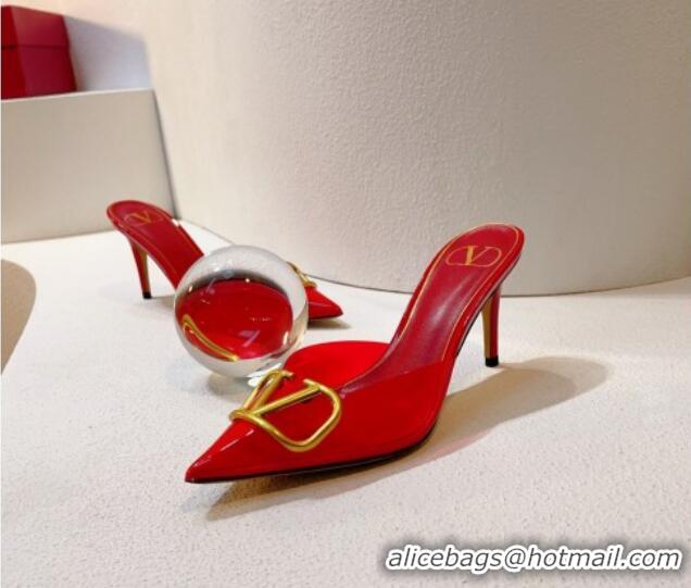 Purchase Valentino Rockstud PVC Heel Mules 8cm Red 323053