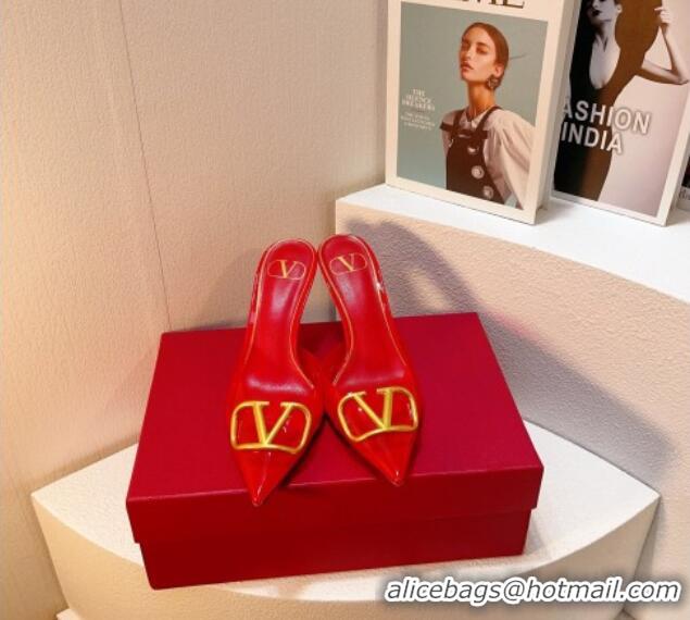 Purchase Valentino Rockstud PVC Heel Mules 8cm Red 323053