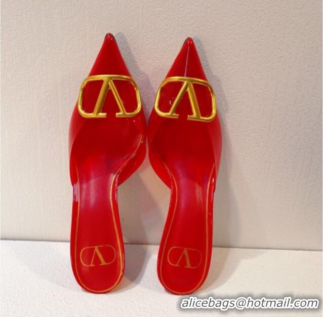 Purchase Valentino Rockstud PVC Heel Mules 8cm Red 323053