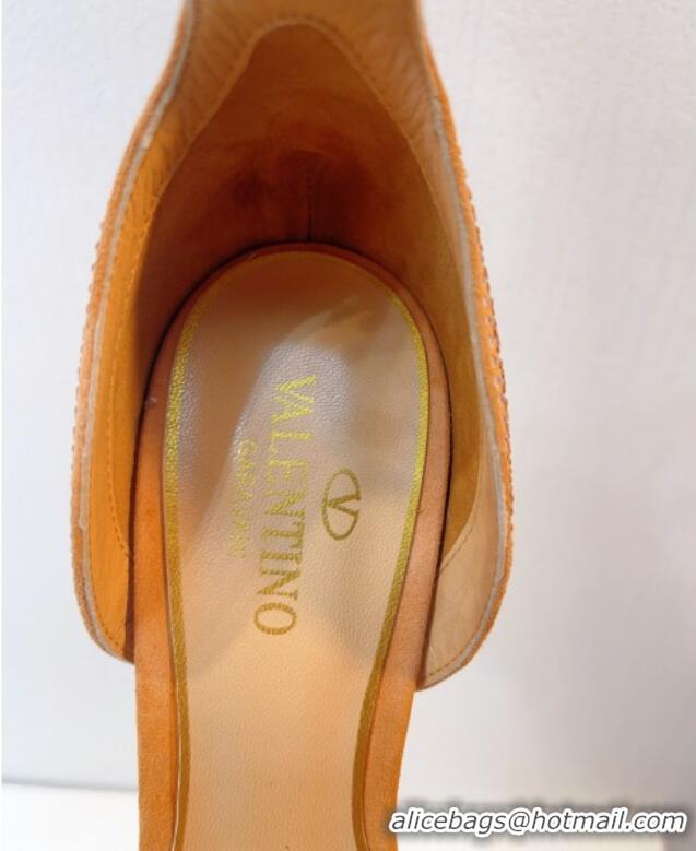 Good Looking Valentino Tan-Go Heel Sandal 9.5cm with Crystal in Suede Apricot 0323059