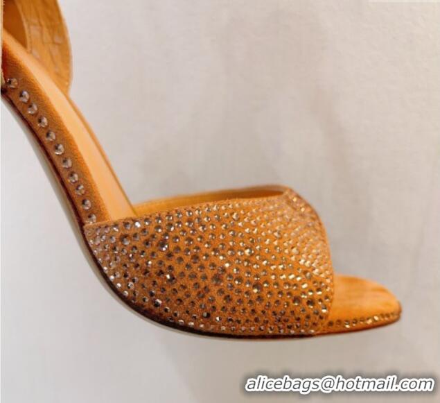 Good Looking Valentino Tan-Go Heel Sandal 9.5cm with Crystal in Suede Apricot 0323059