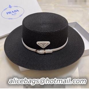 Low Cost Prada Straw Hat P021657 Black 2023