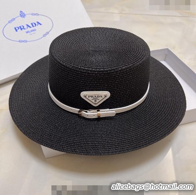 Low Cost Prada Straw Hat P021657 Black 2023