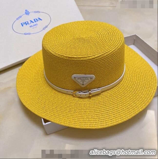 Grade Quality Prada Straw Hat P021657 Yellow 2023