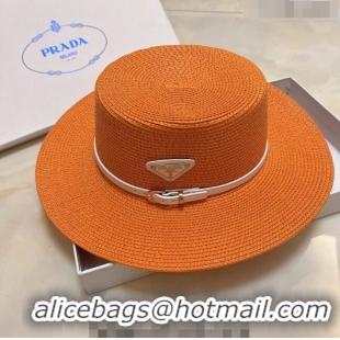 Famous Brand Grade Quality Prada Straw Hat P021657 Orange 2023