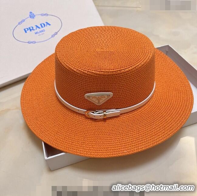 Famous Brand Grade Quality Prada Straw Hat P021657 Orange 2023